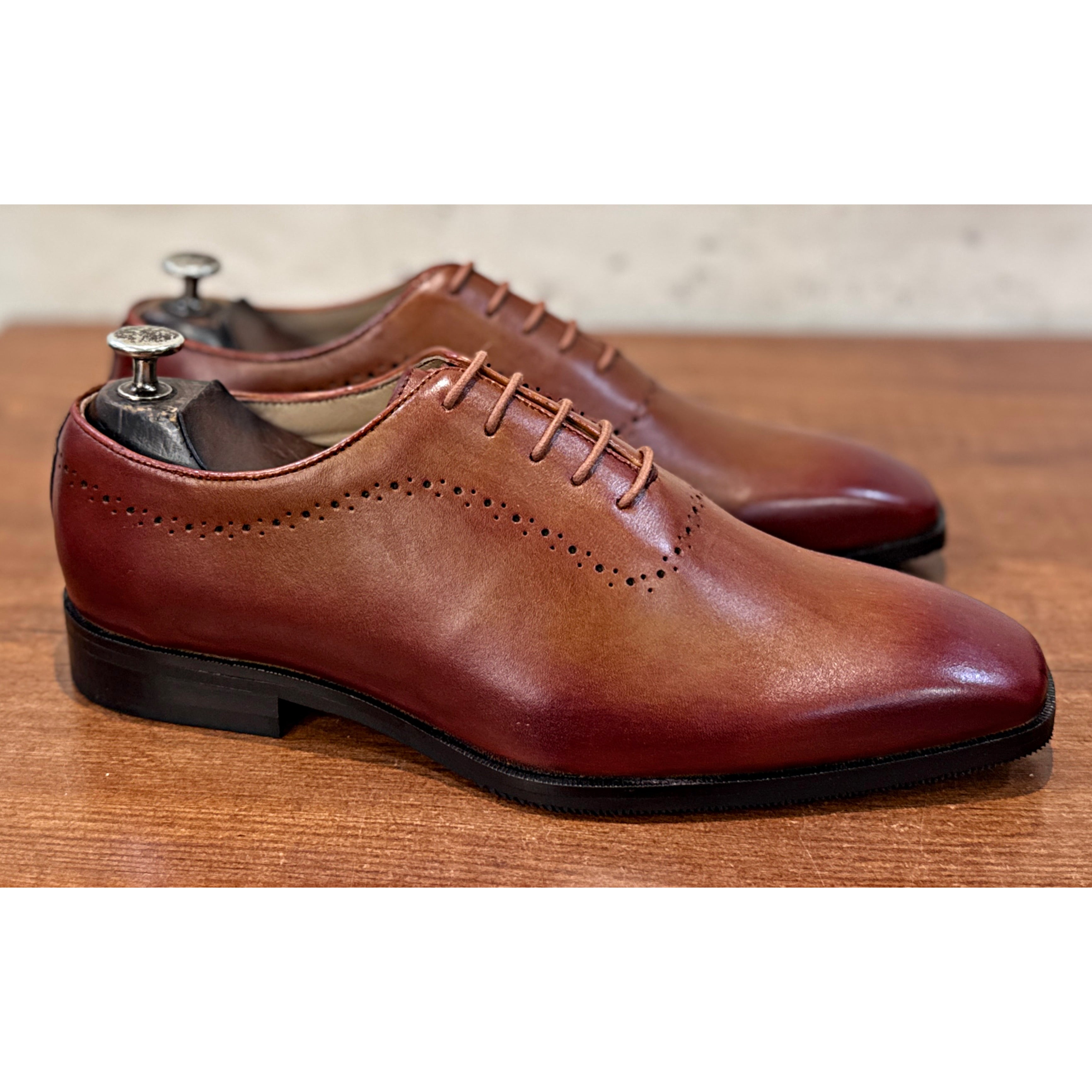 Tan Brown Leather Oxford Shoes – Classic Minimal Formal Dress Shoes