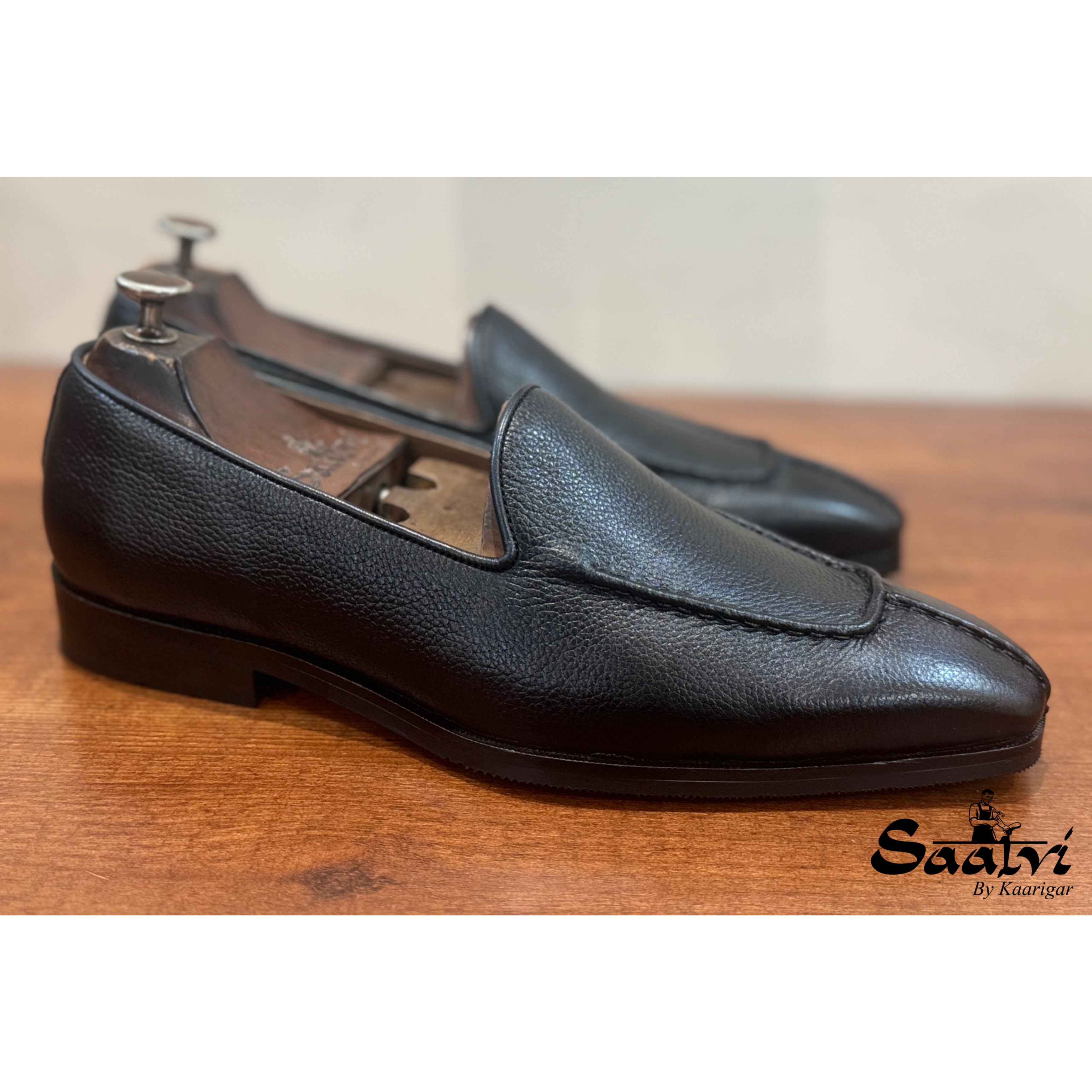 Black Soft Leather Loafers