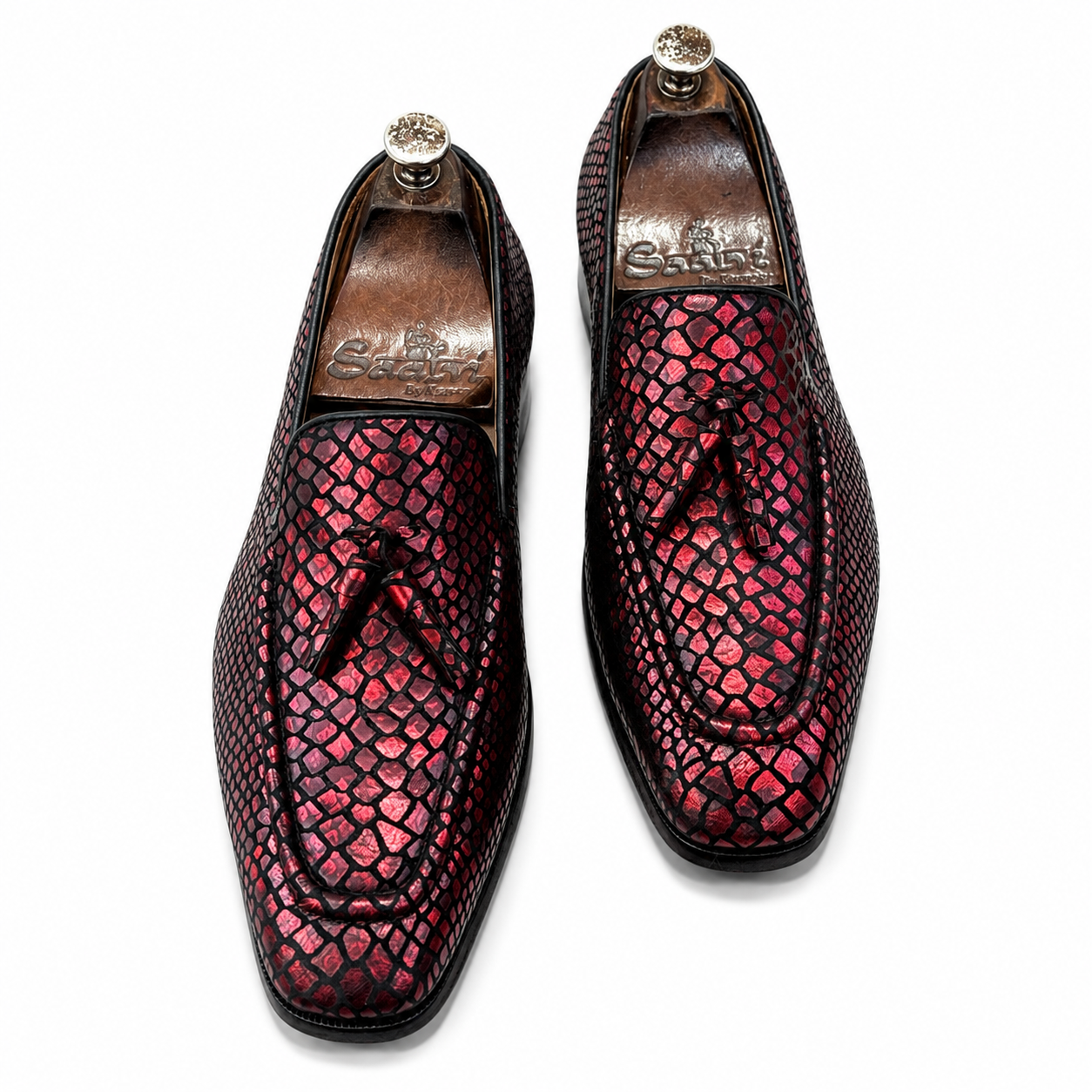 Snake Foil Loafers With Tassels Red