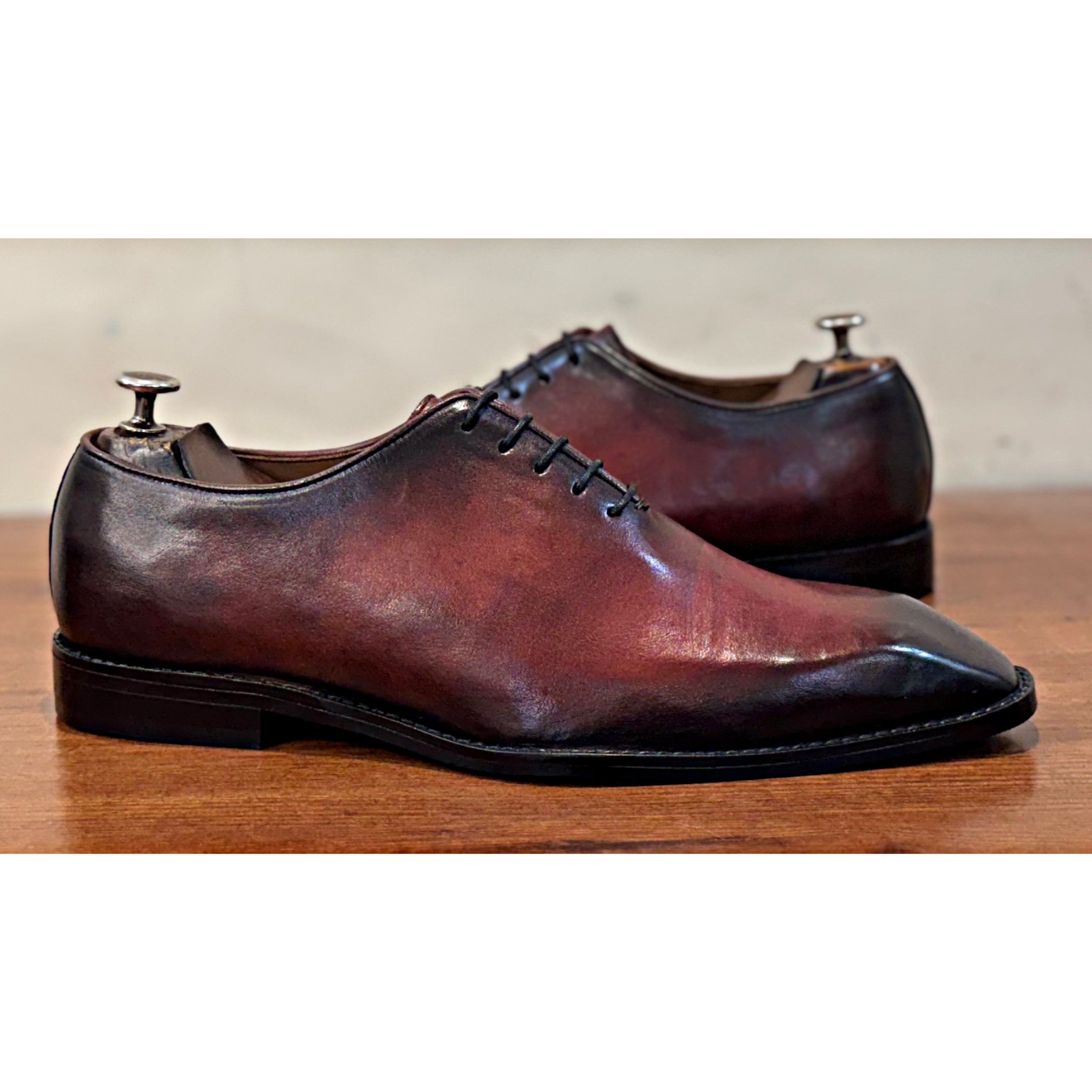 Dark Burgundy Hand Patina Oxfords Italia