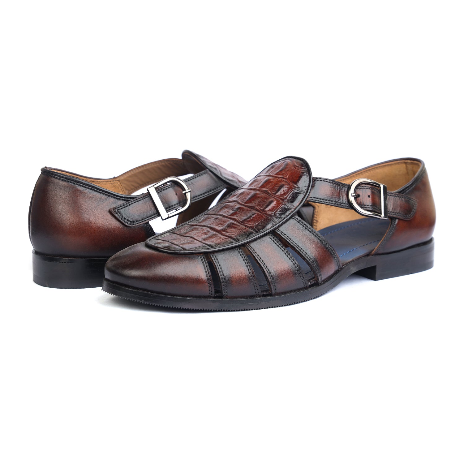 Brown Roman Sandal Croco