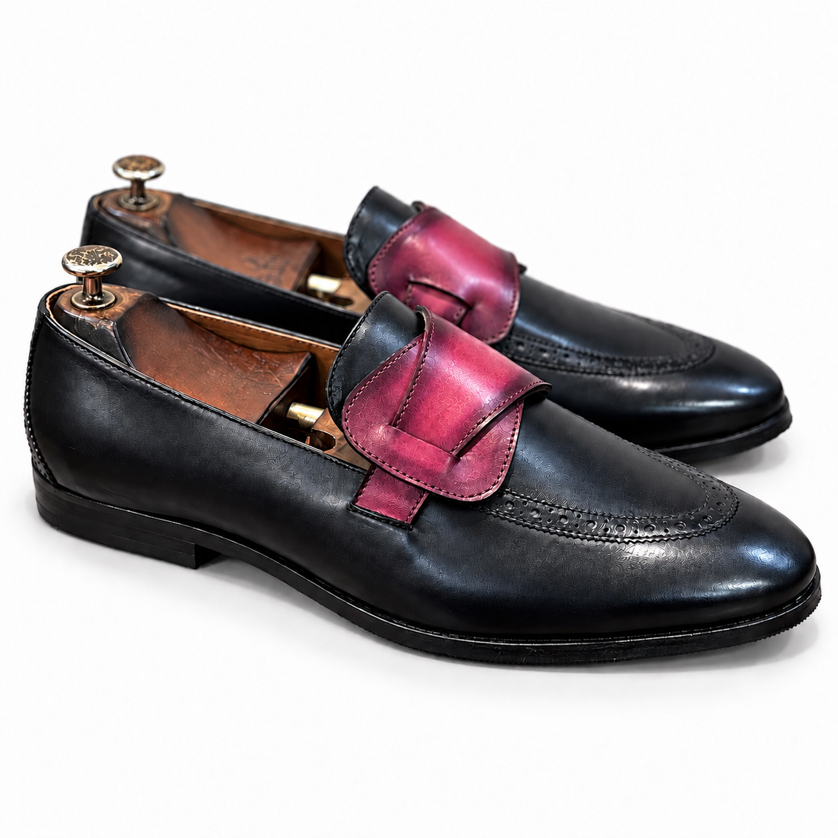 Noir Fuchsia Butterfly Loafers