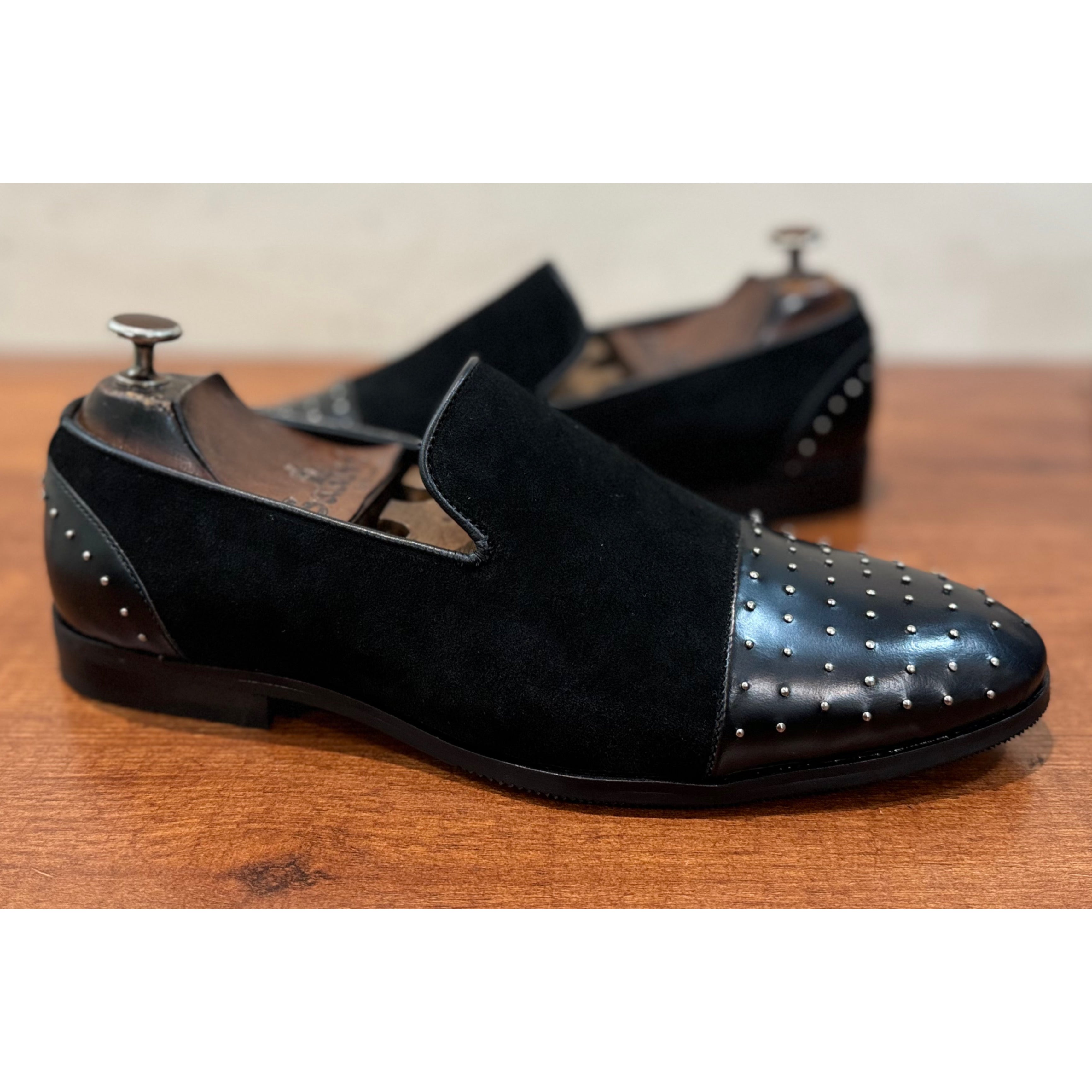 Suede Calf Loafers With Studs