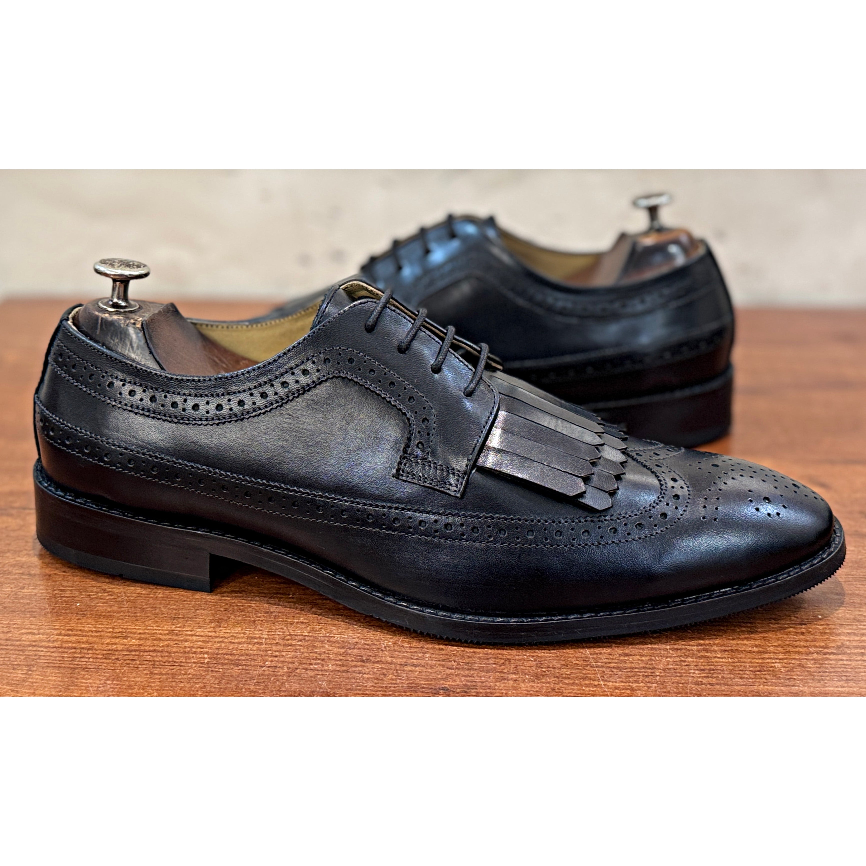 Royal Black Kiltie Brogue Derby Shoes