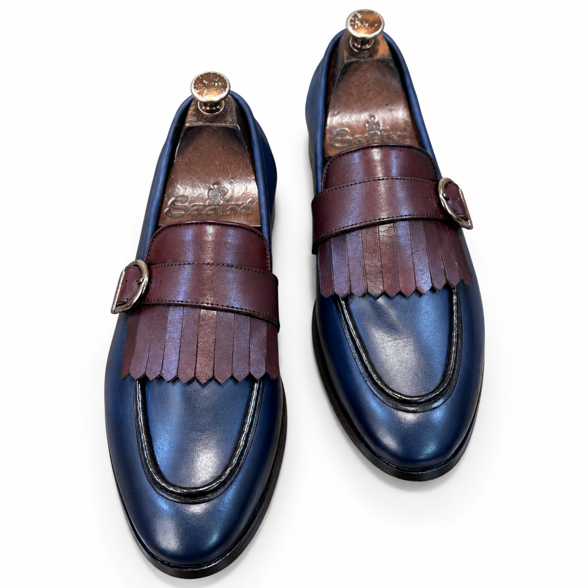 Navy Bordeaux Kiltie Buckle Loafers