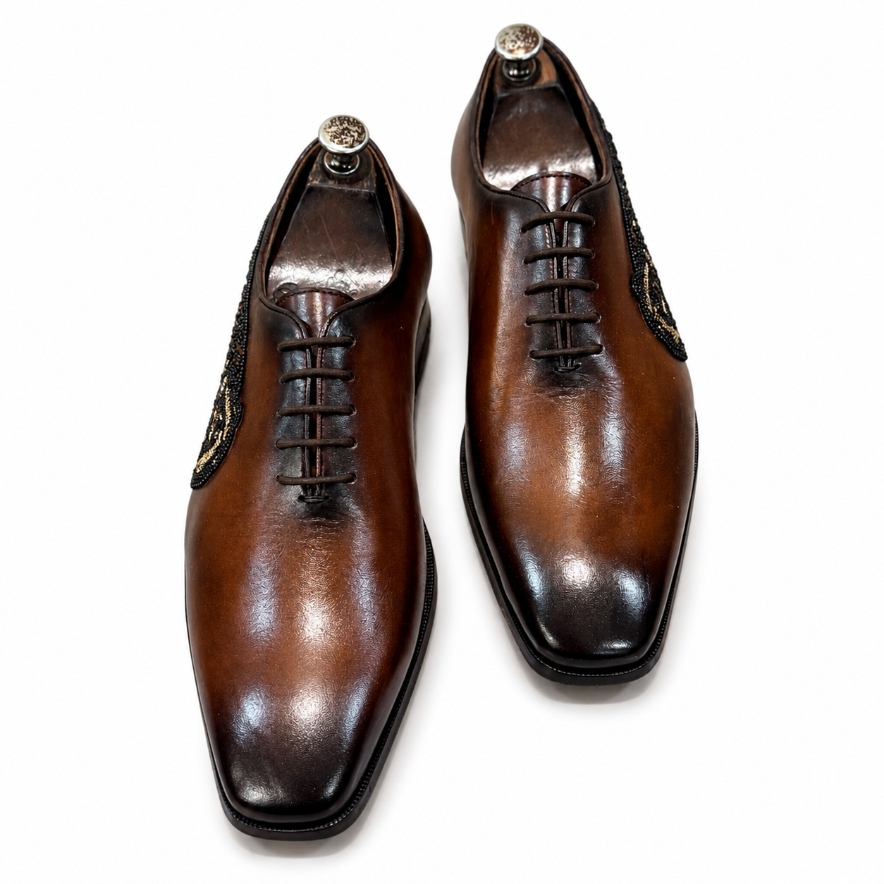 Imperial Panther Hand-Embroidered Luxury Leather Oxford Shoes for Men