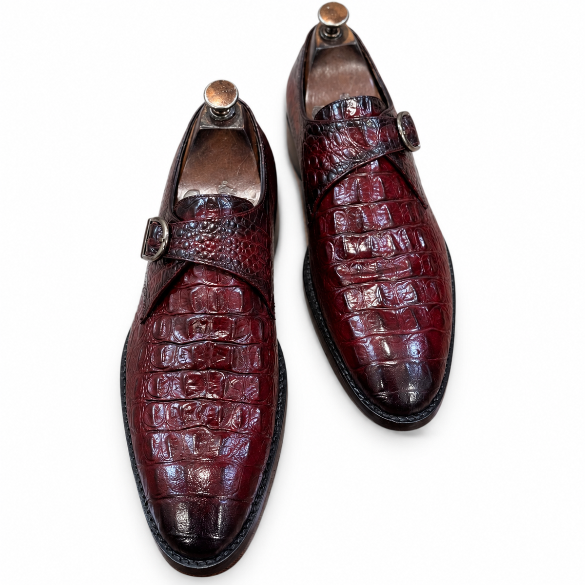 Wine Croco Monk Straps