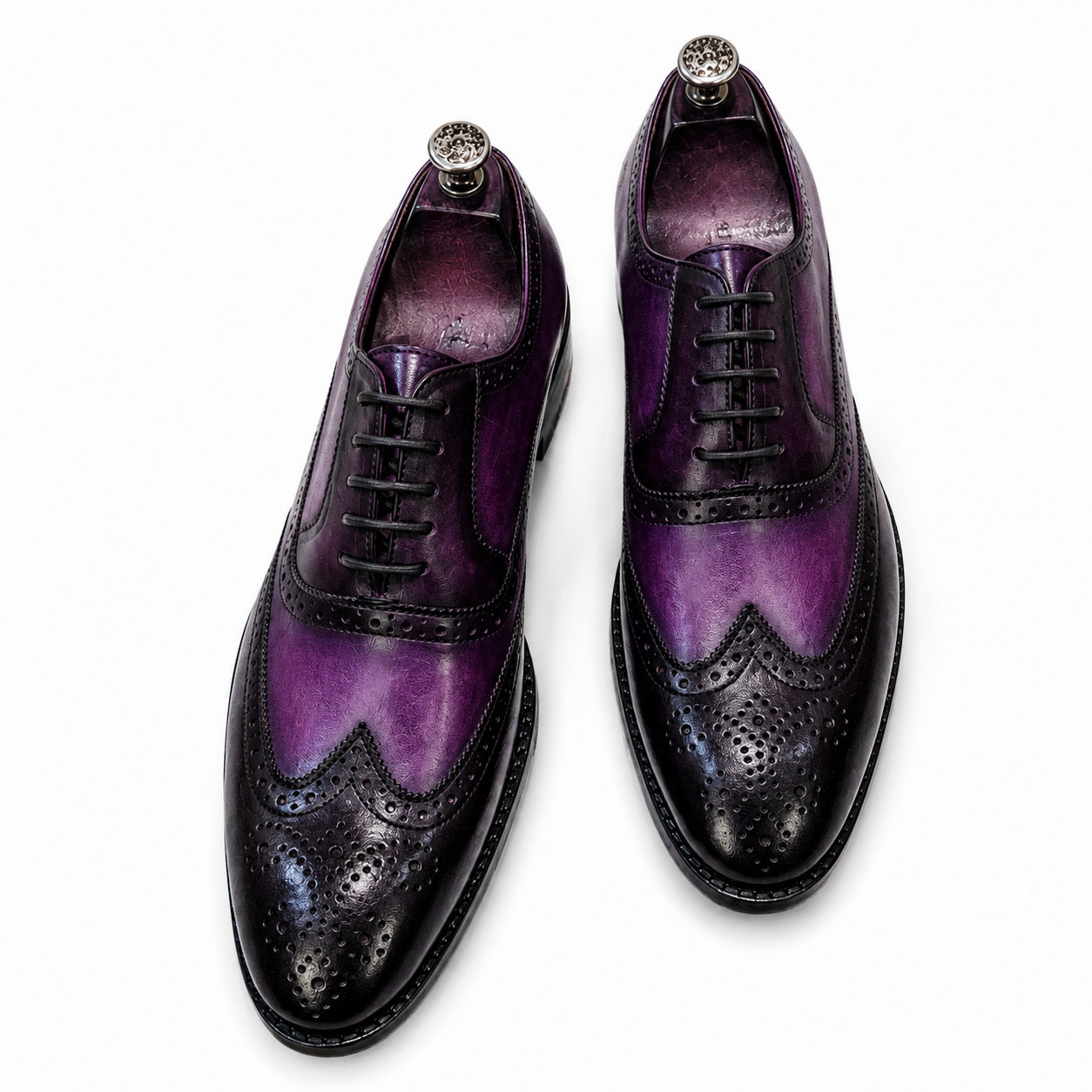 Imperial Plum & Black Wingtip Brogue Oxfords