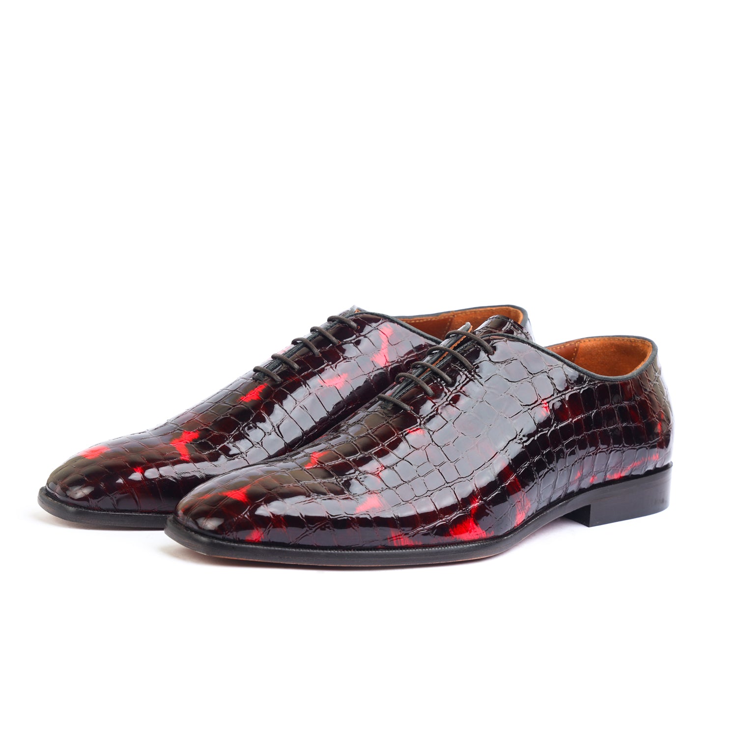 Patent Bordo Croco Wholecut Oxfords