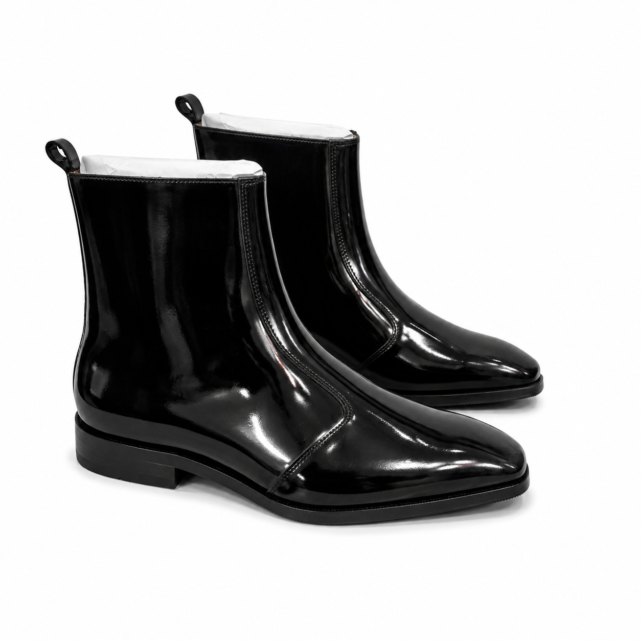 Midnight Black Patent Leather Chelsea Boots