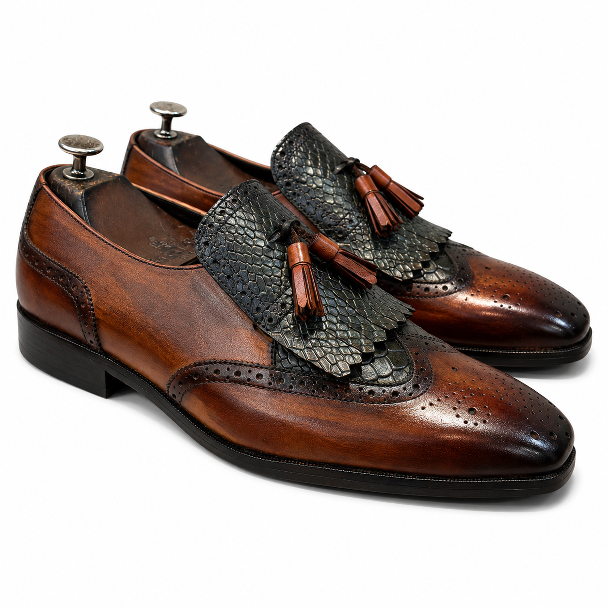 Regal Python Tassel Loafers Olive