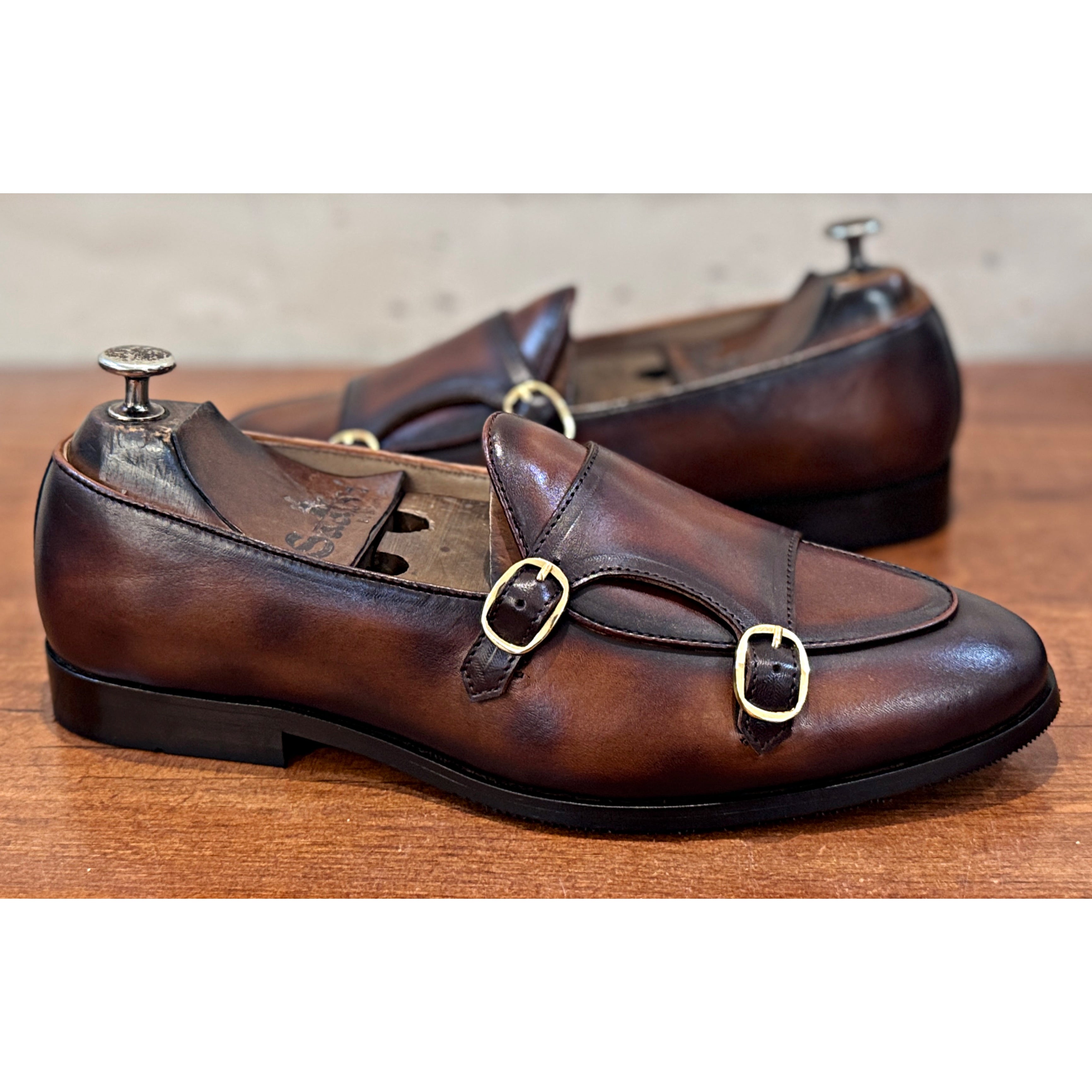 Cognac Prestige Double Monk Strap Loafers – Luxury Leather Slip-Ons