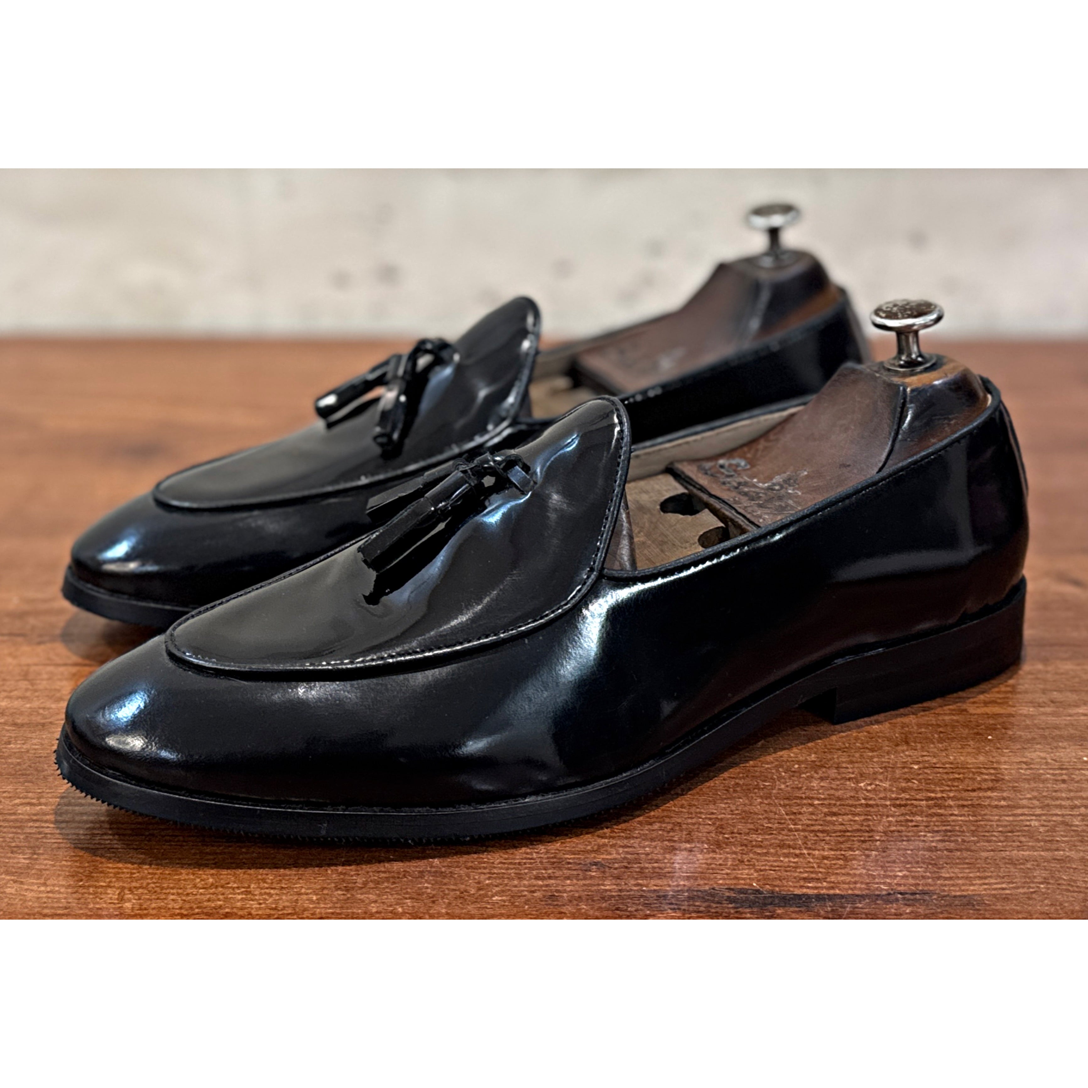 Patent Belgian Tassel Loafers – Black