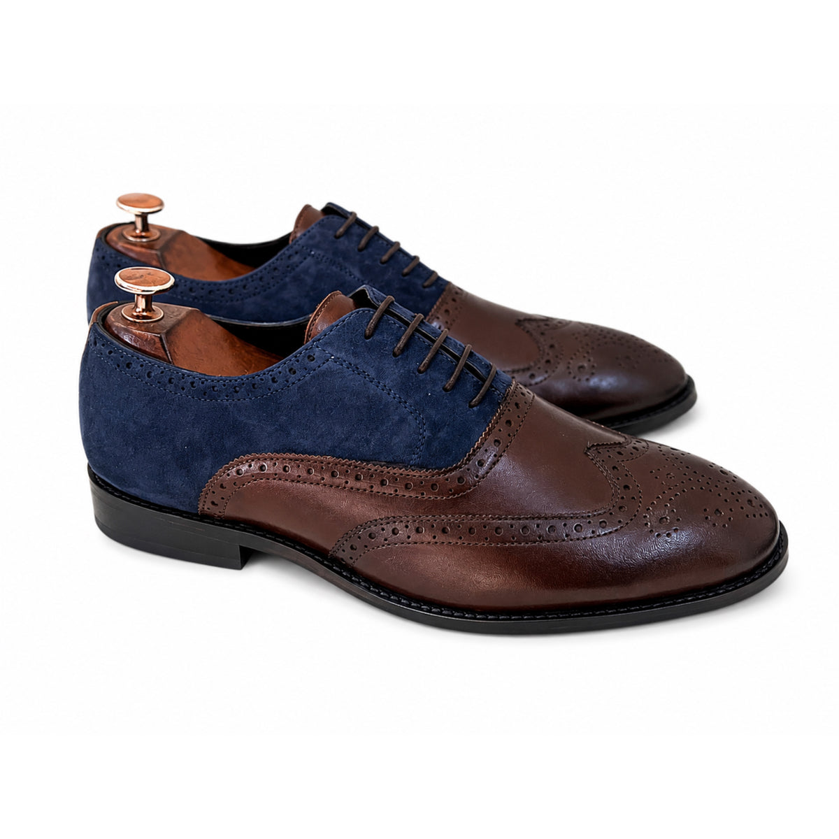Monarch Duotone Wingtip Oxfords – Espresso & Navy