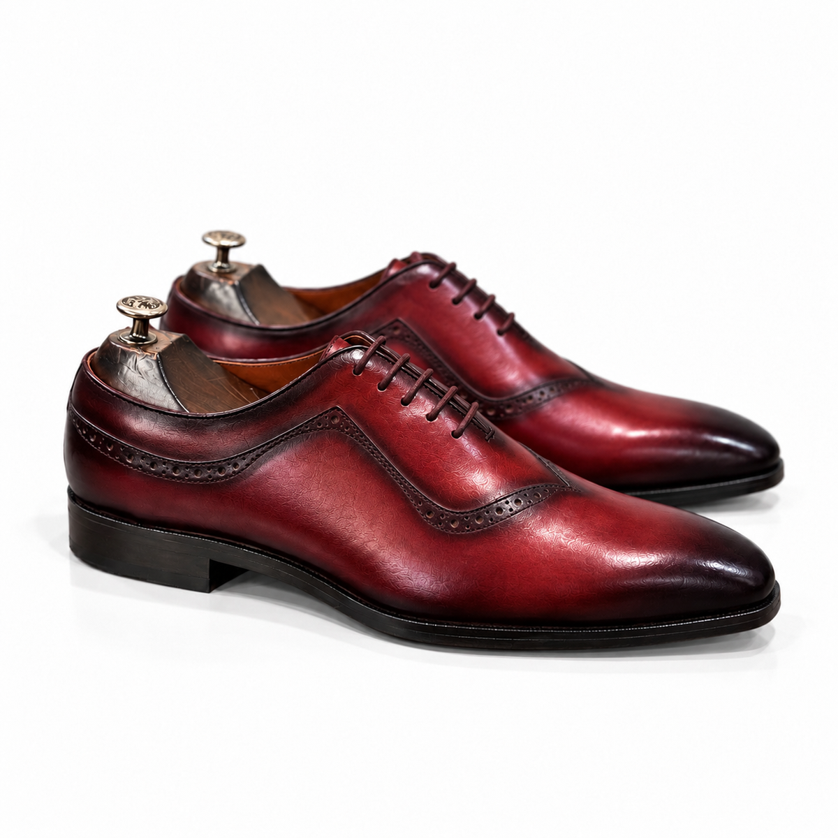 Velmora Rouge — Burgundy Hand-Patina Oxford