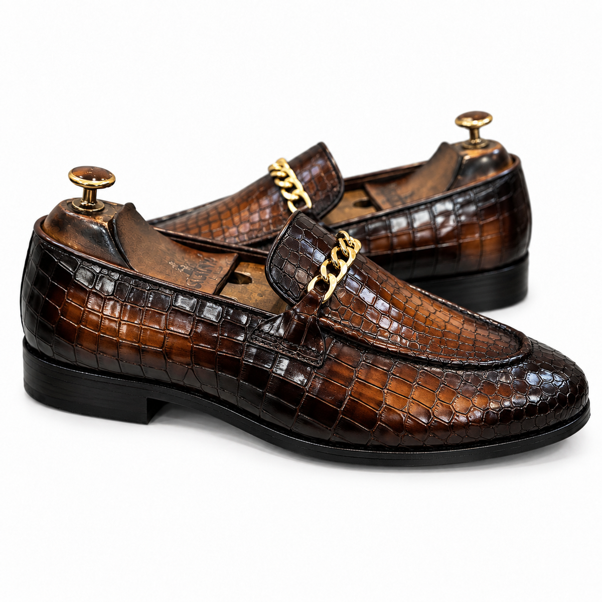Aureum Croco Chain Loafers