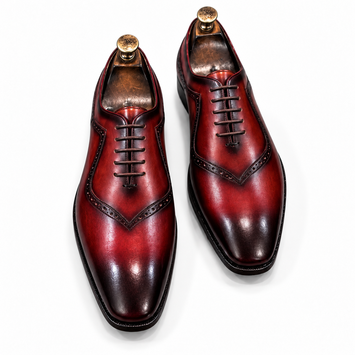 Velmora Rouge — Burgundy Hand-Patina Oxford