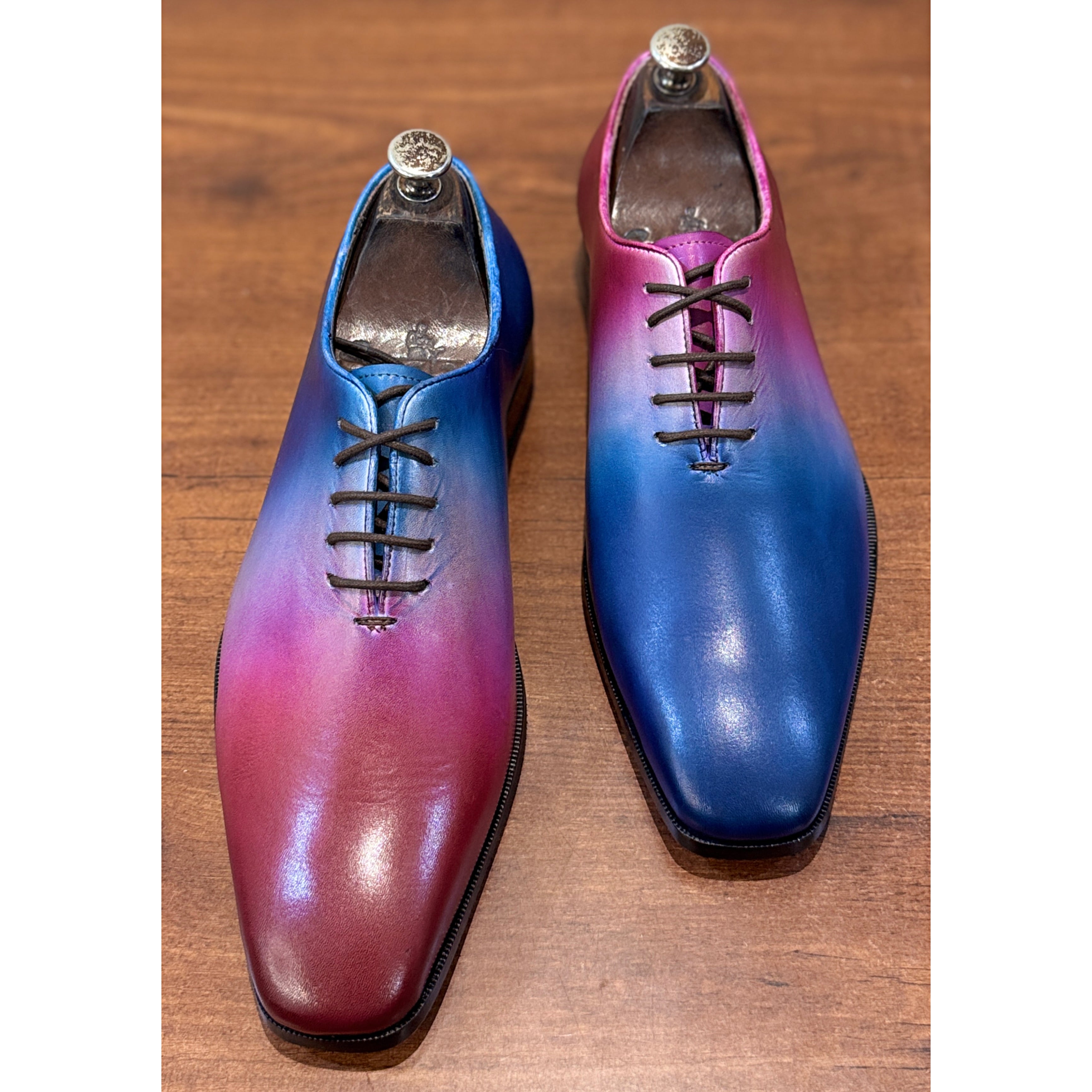 Aurora Gradient Oxford Shoes | Luxury Blue & Burgundy Leather Oxfords