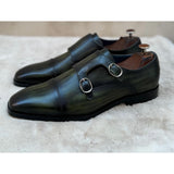 Green Hand Patina Double Monk Strap