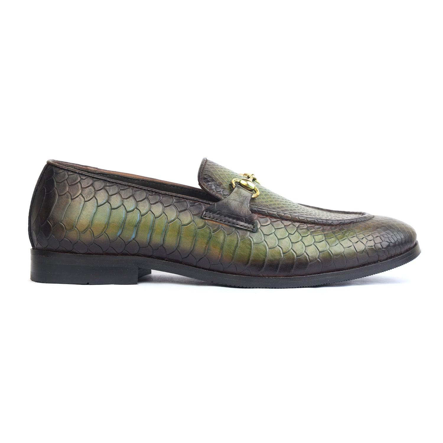 Python Embossed Loafers Green