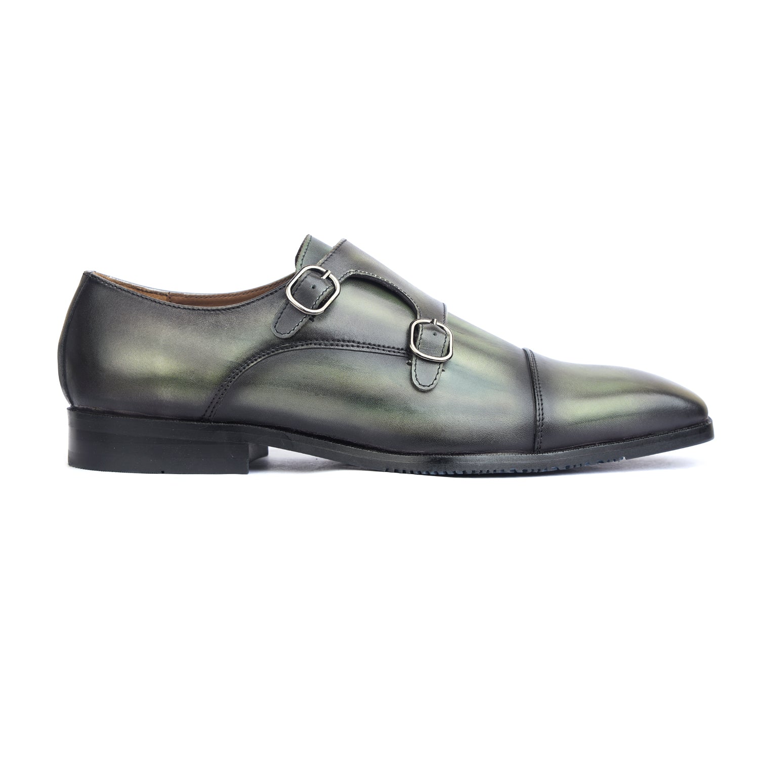 Green Hand Patina Double Monk Strap