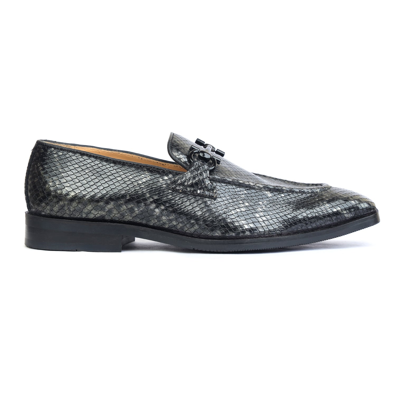 Black Snake Embossed Loafers