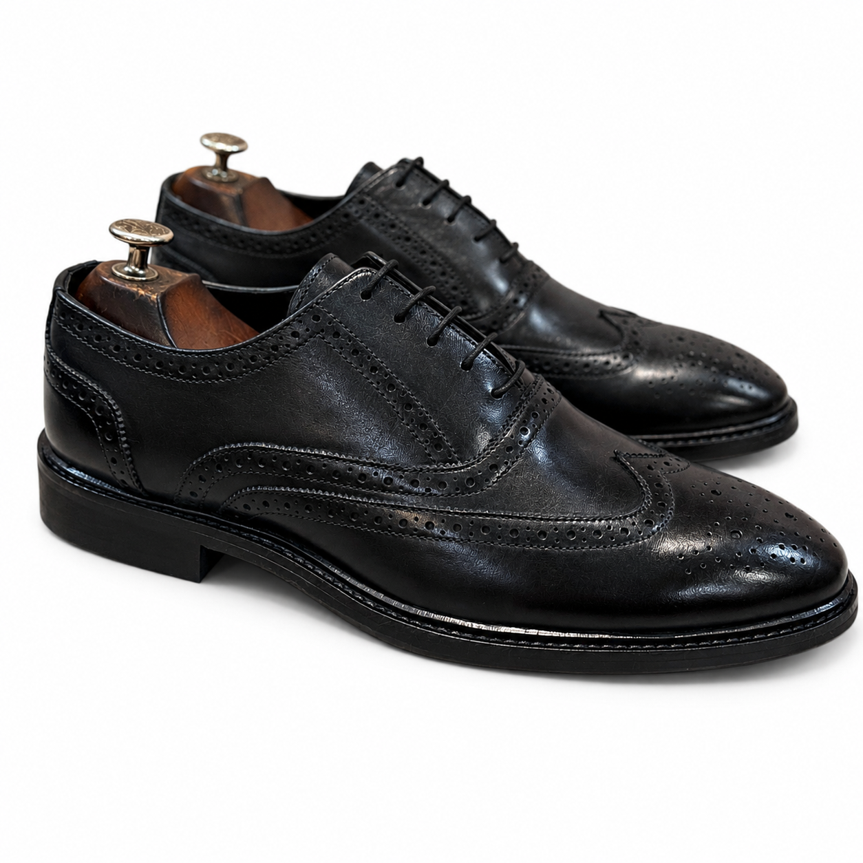 Saalvi Classic Hand Finished Wingtip Oxfords Black