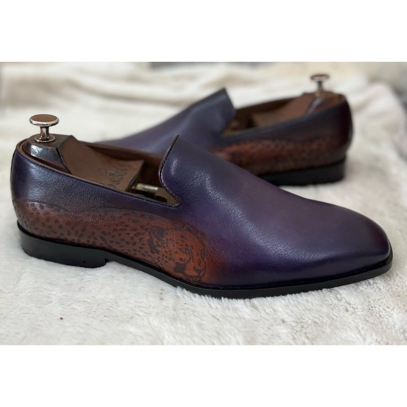 Blue Hand Patina Loafers Tiger
