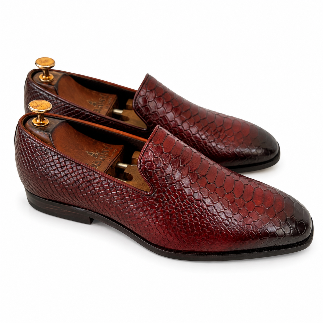 Python Embossed Loafers Bordo