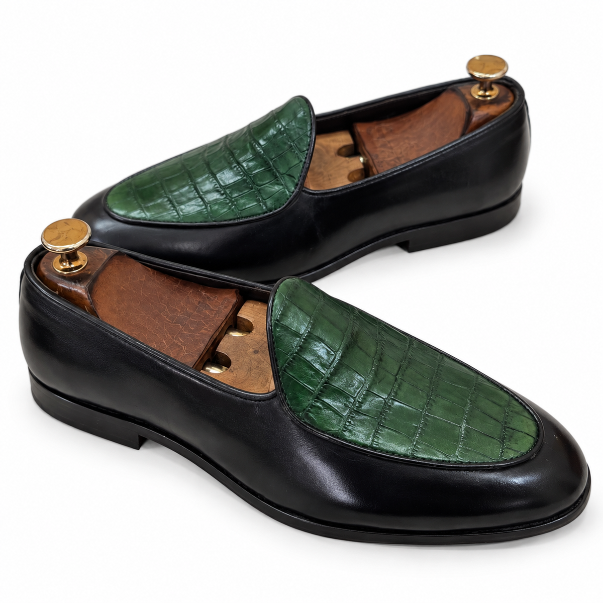 Emerald Croco Belgian Loafers