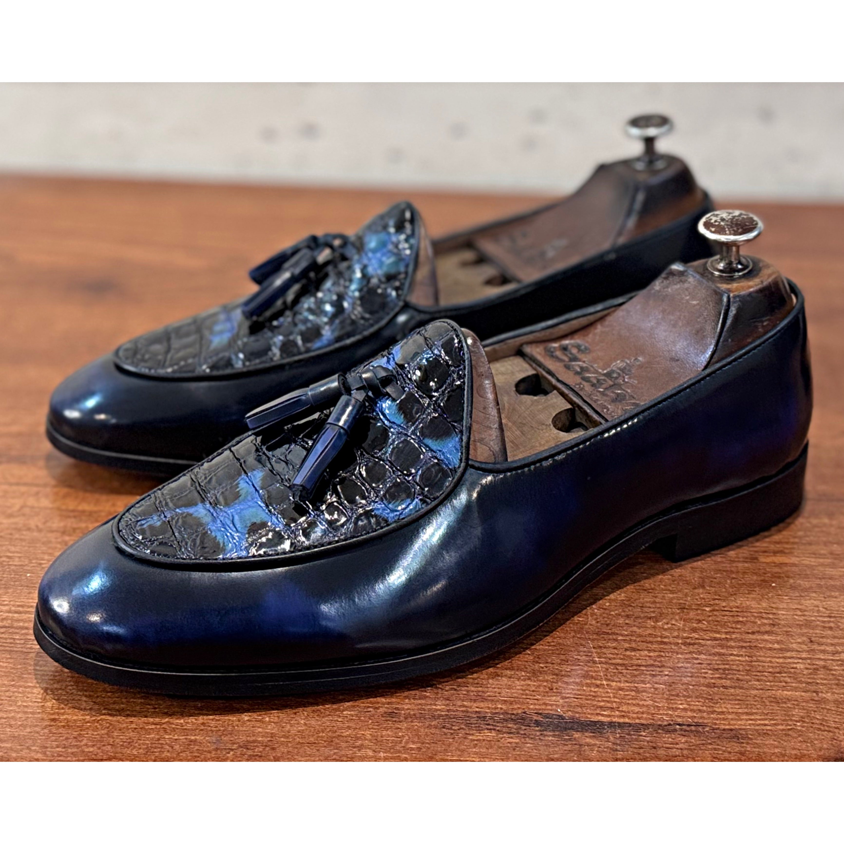 Belgian Loafers with Tassels | blue
