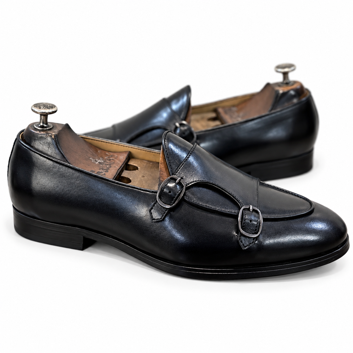 Executive Black Belgian Double Monk Loafers