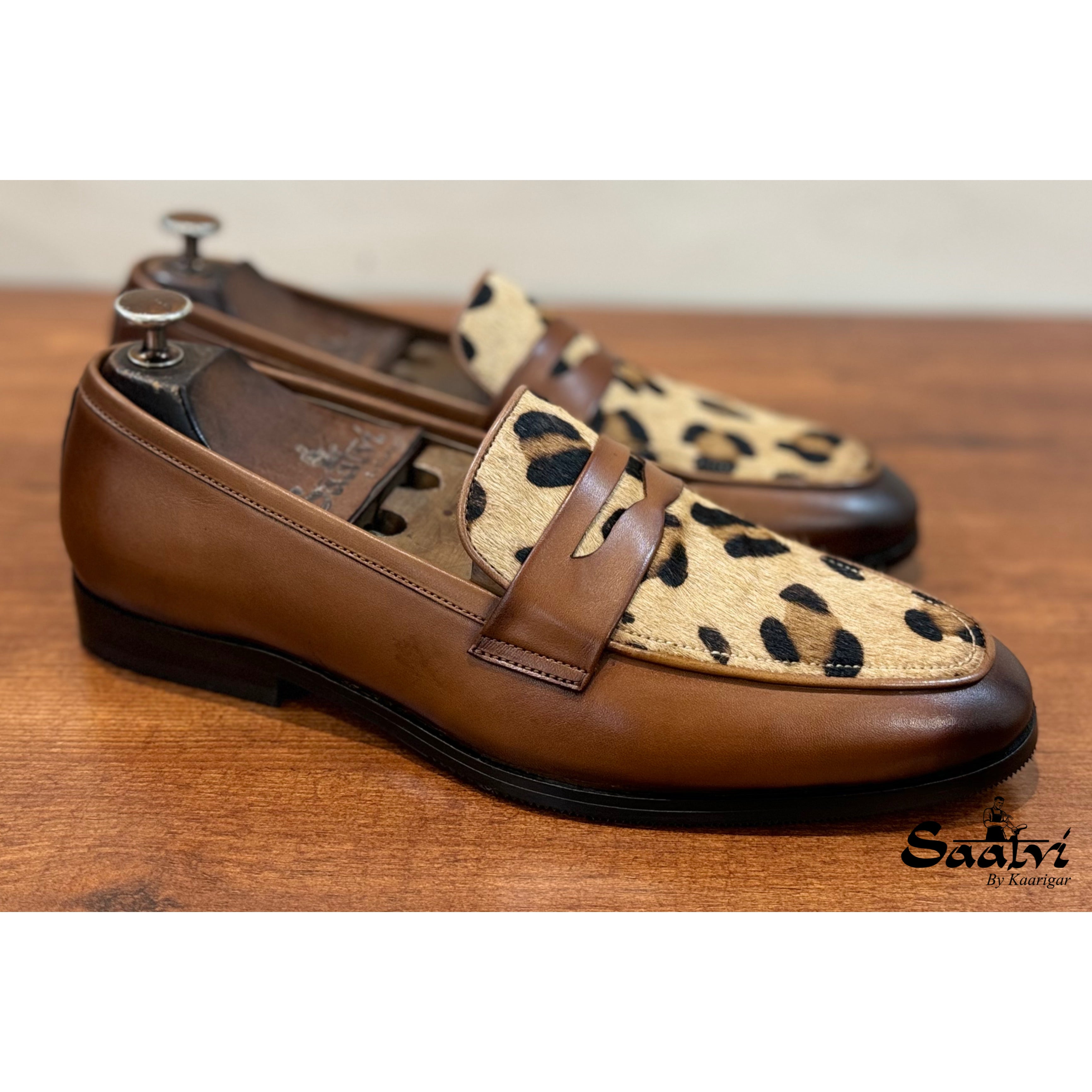 Tan Leopard Penny Loafers