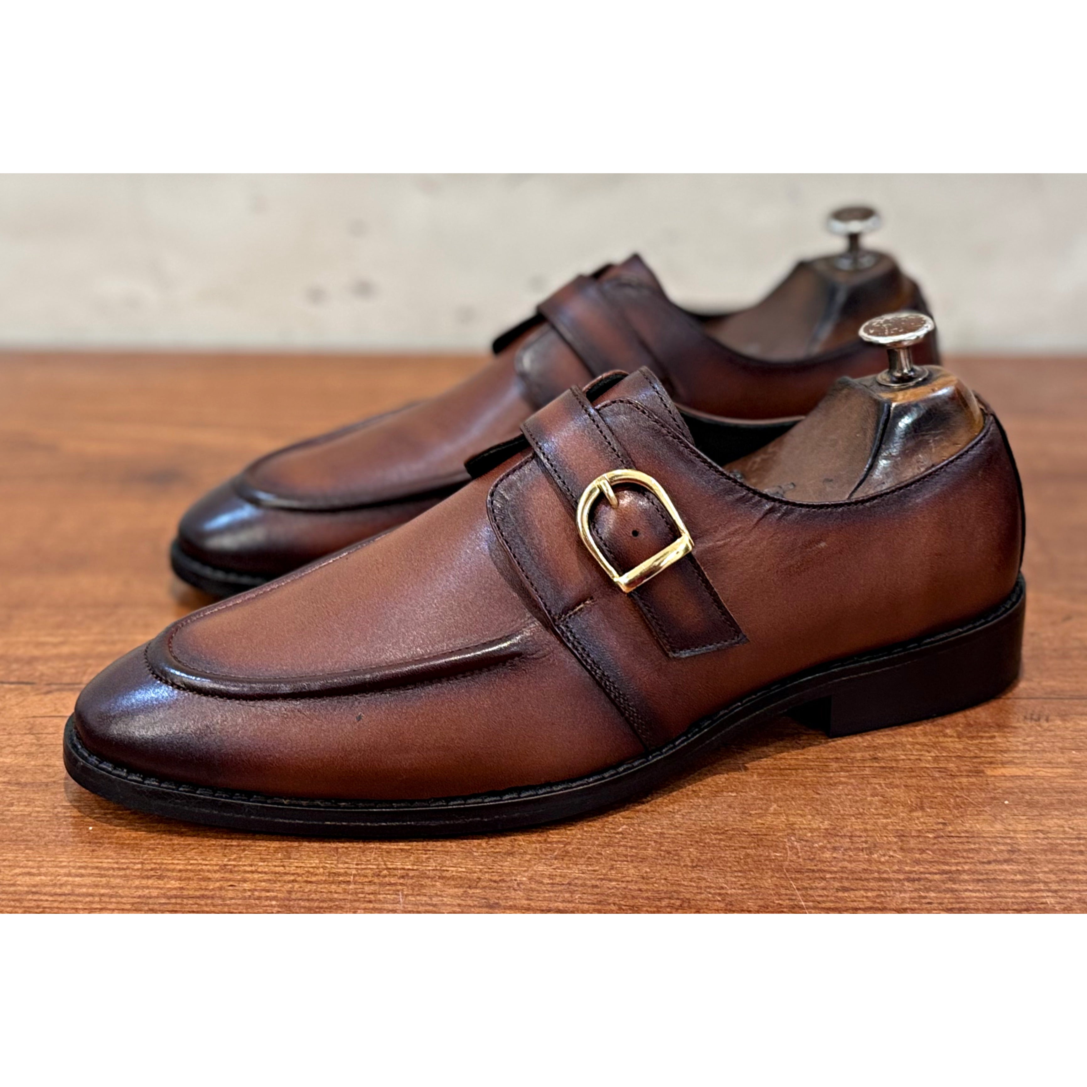 Single Monk Strap Burnish Leather