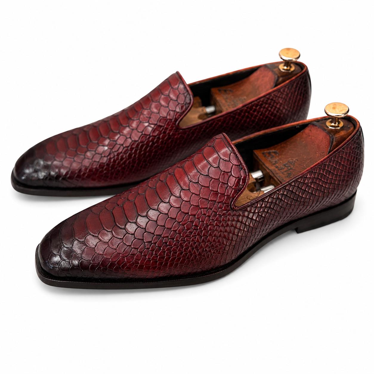 Python Embossed Loafers Bordo