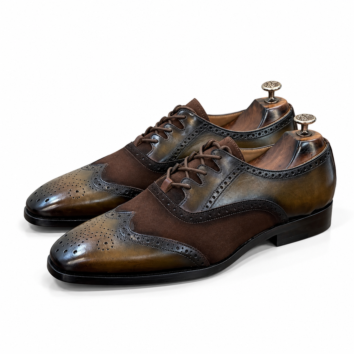 Veyron Olive-Brown Wingtip Oxfords