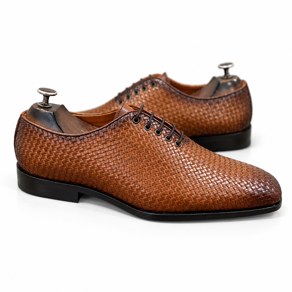 Tan Handwoven Wholecut Oxfords