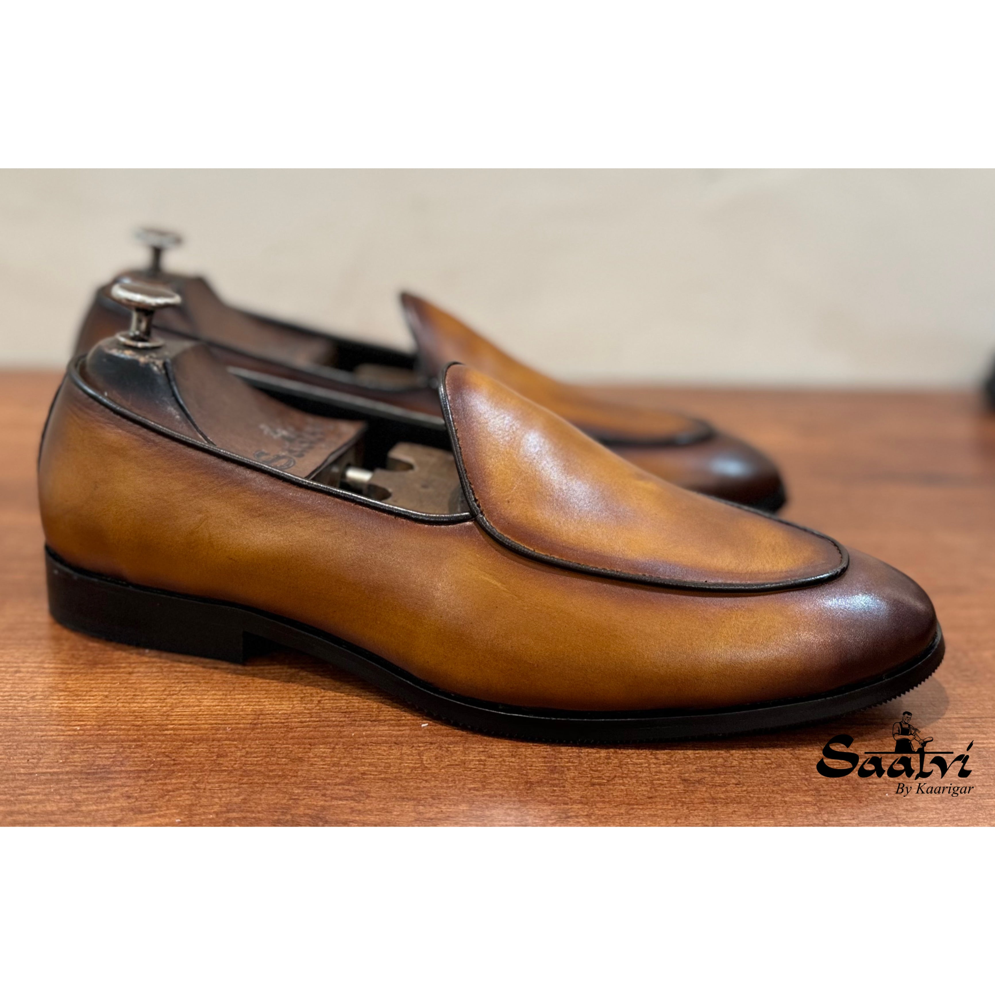 Belgian Loafers Hand Patina Finish