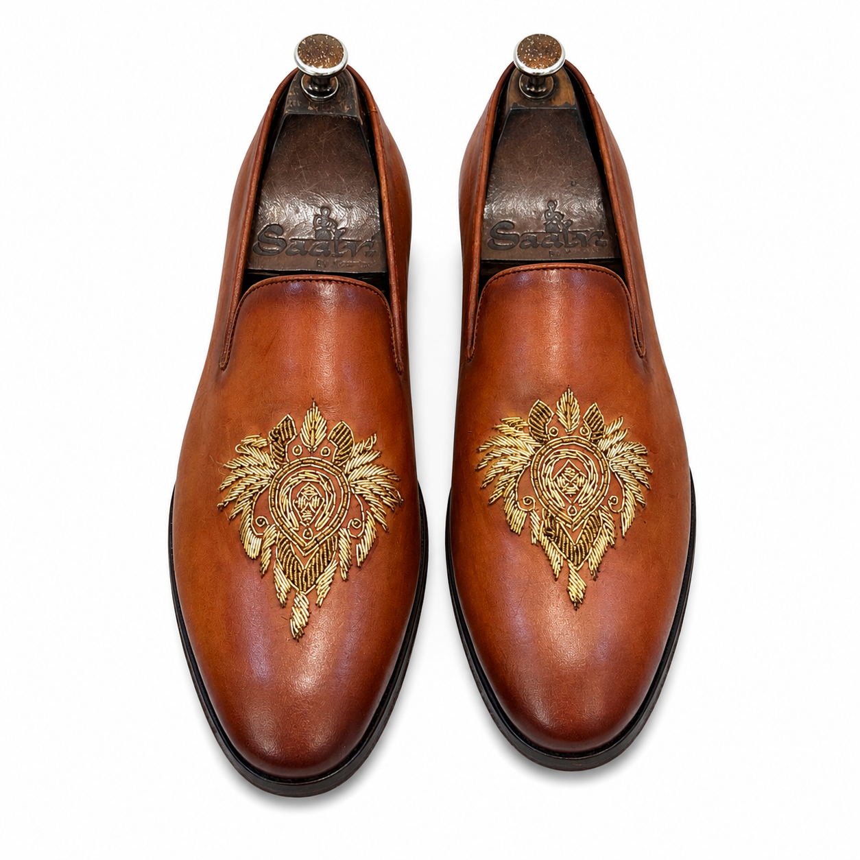 Aarambh - Embroidery Slipons Tan