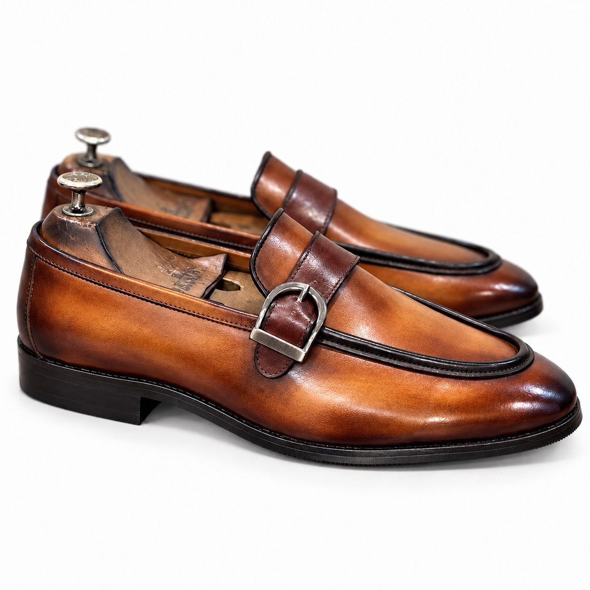 Cognac Élan Buckle Loafers