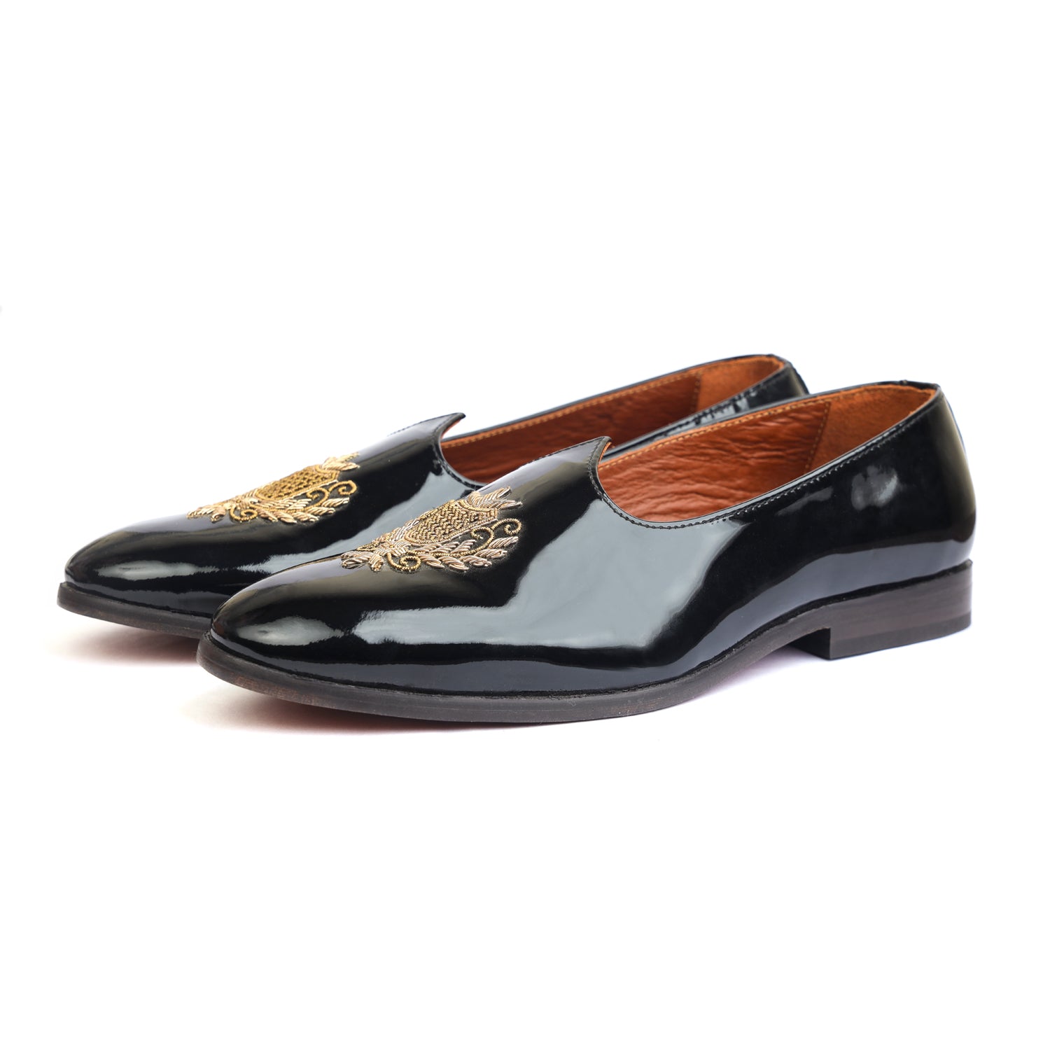 Black Patent Jalsa With Zardosi Embroidery