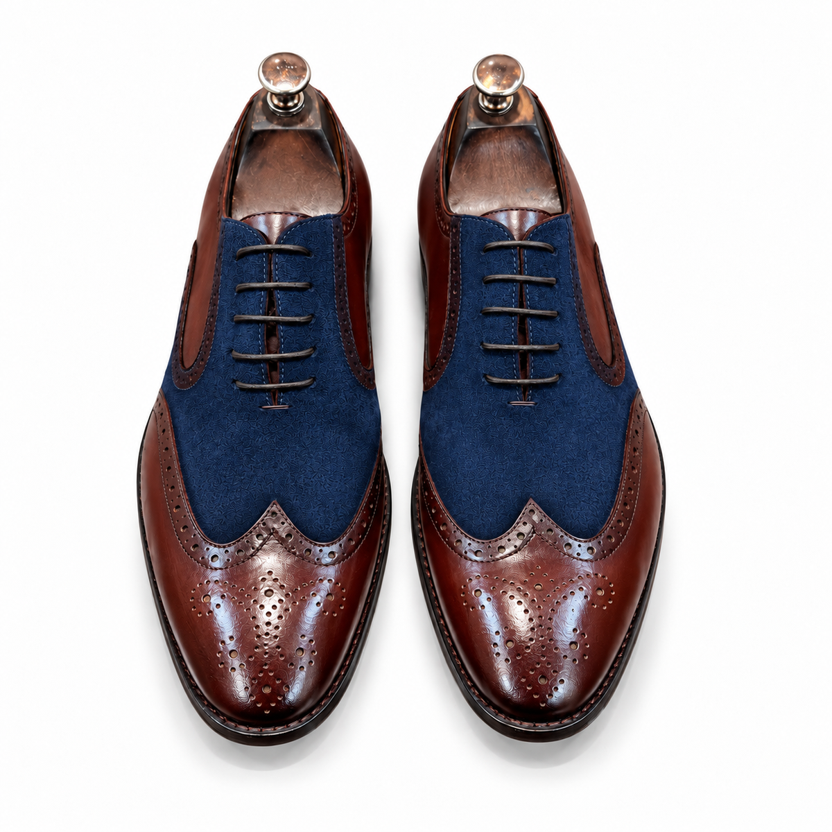 Marino Blue & Brown Wingtip Brogue Oxford Shoes