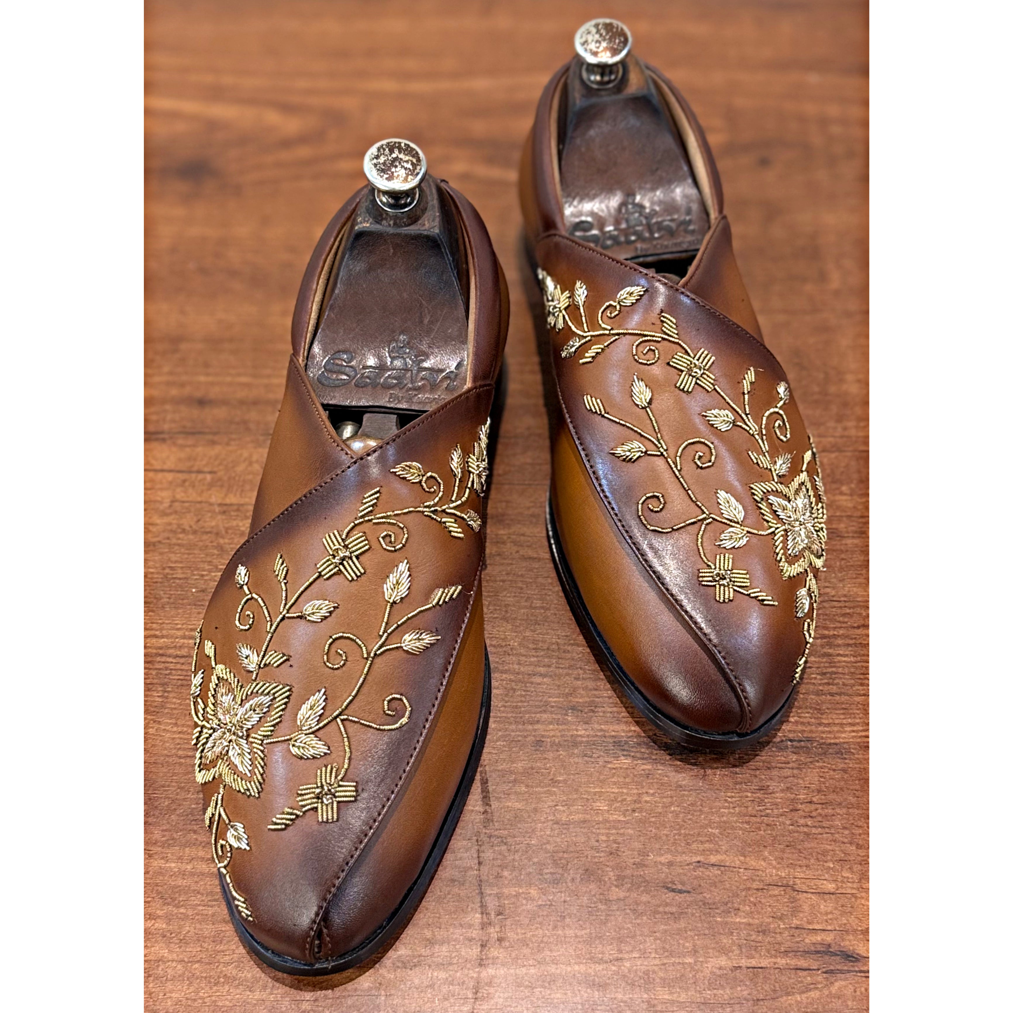 Tan Embroidered Peshawari Sandal