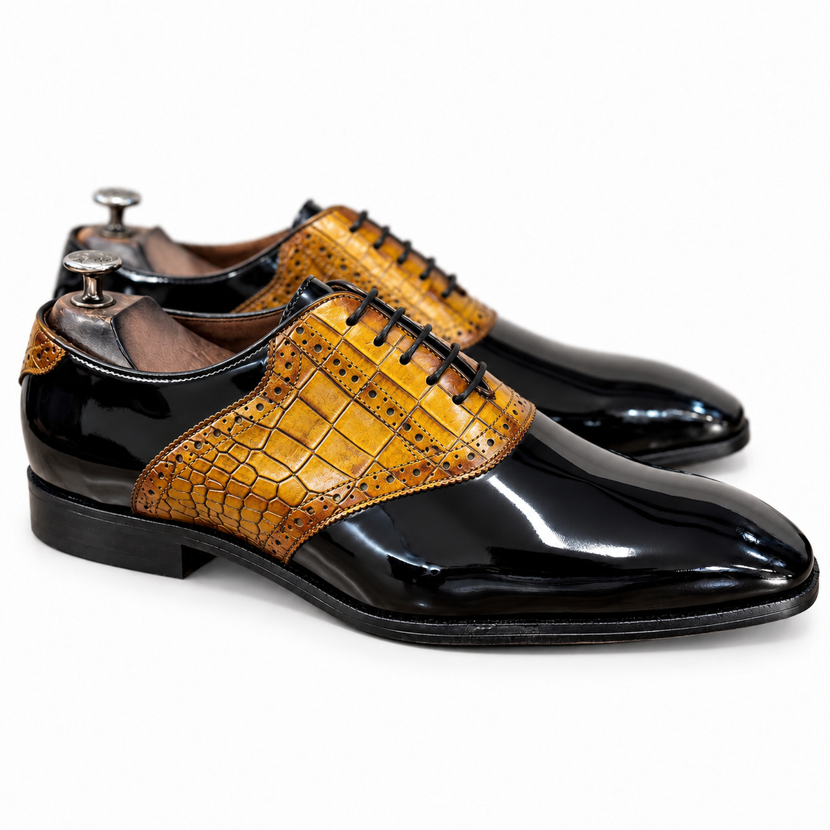 Noir Aureum Croco Oxfords