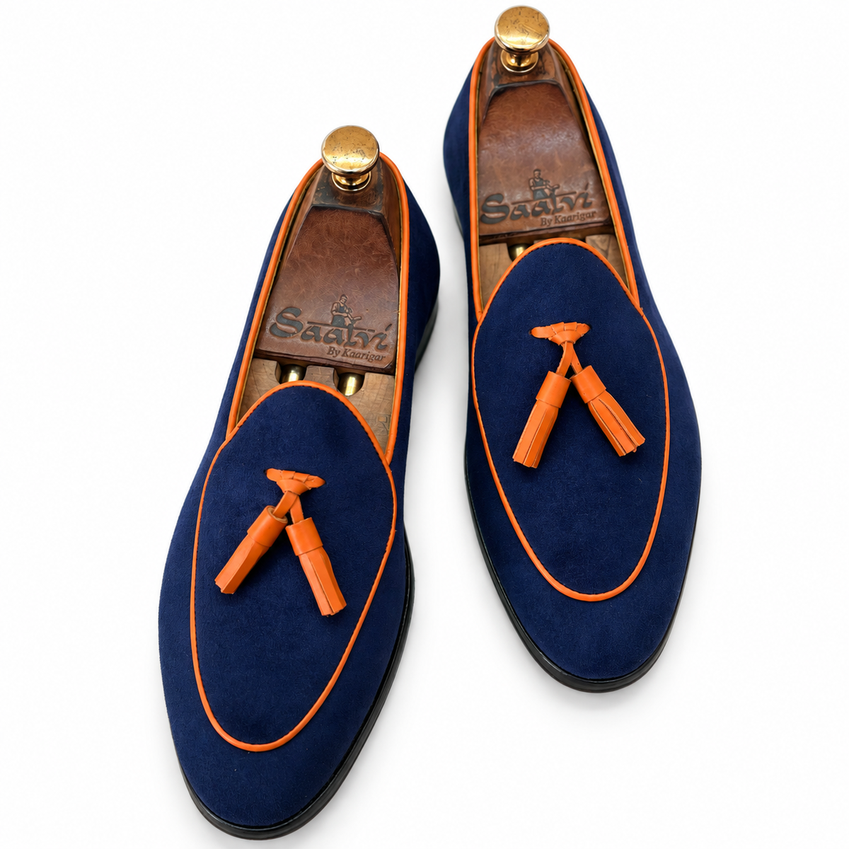 Navy Tangerine Tassel Loafers
