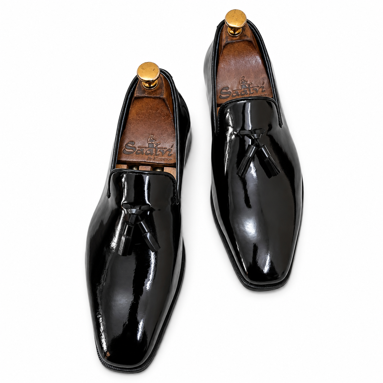 Black Patent Slipons With Tassels