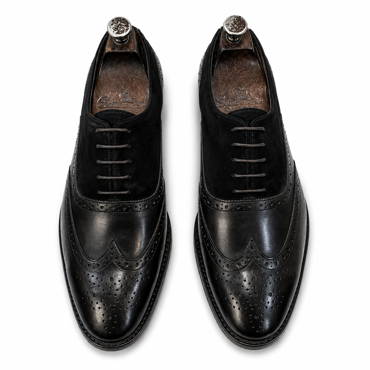 Midnight Contrast Wingtip Oxford Brogues – Black