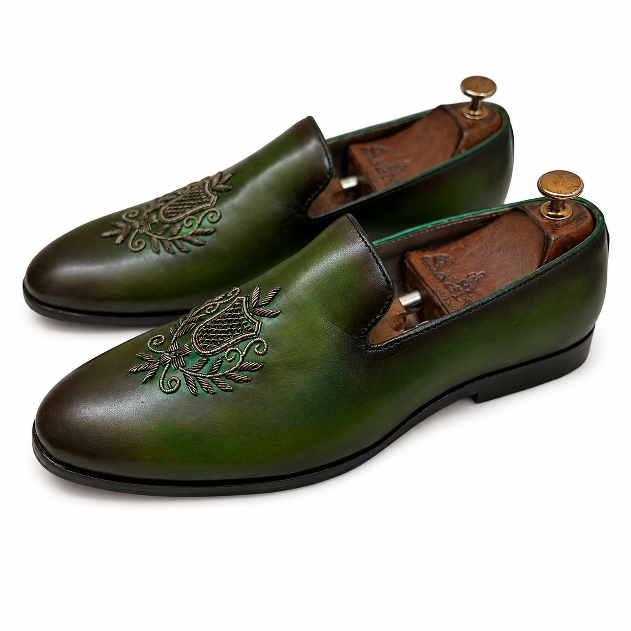 Emerald Crest Zardosi Slip-Ons