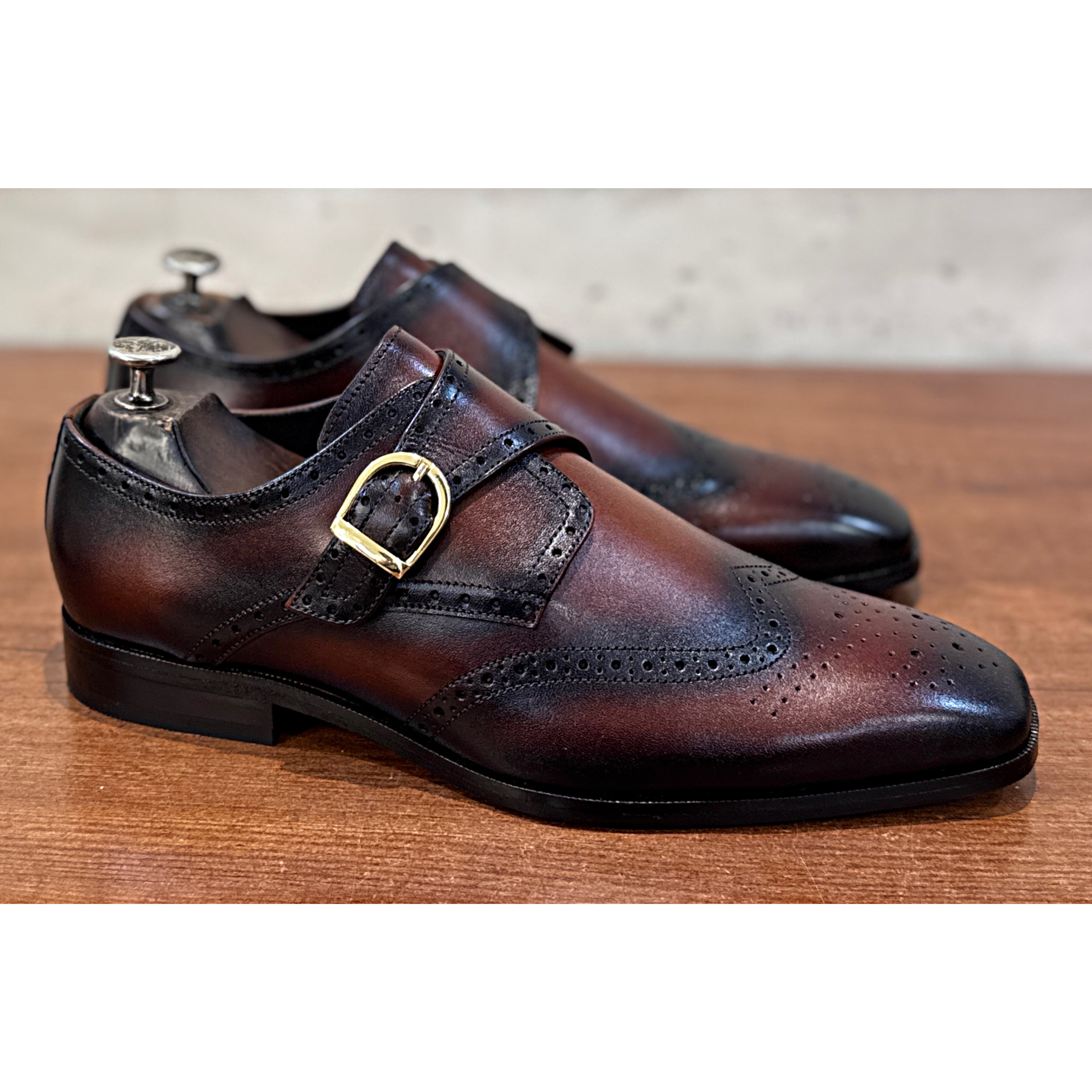 Oxblood Single Monk Brogues | Luxury British Formal Shoes