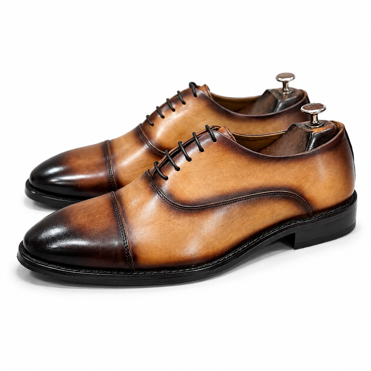 Cognac Royale Hand-Patina Cap-Toe Oxford